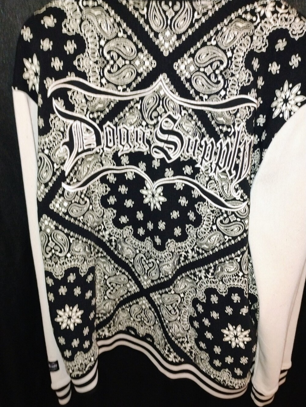 Dogg Supply by Snoop Dogg Bandana Varsity Jacket Black White 3XL Paisley